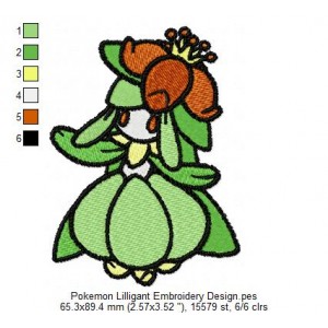 Pokemon Lilligant Embroidery Design